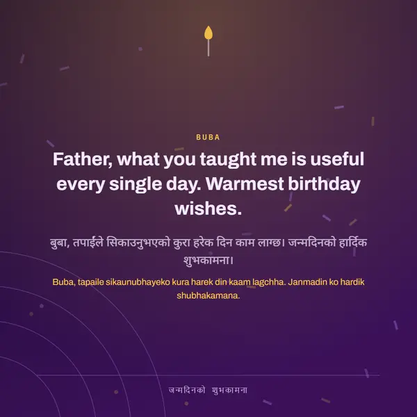 Father, what you taught me is useful every single day. Warmest birthday wishes.