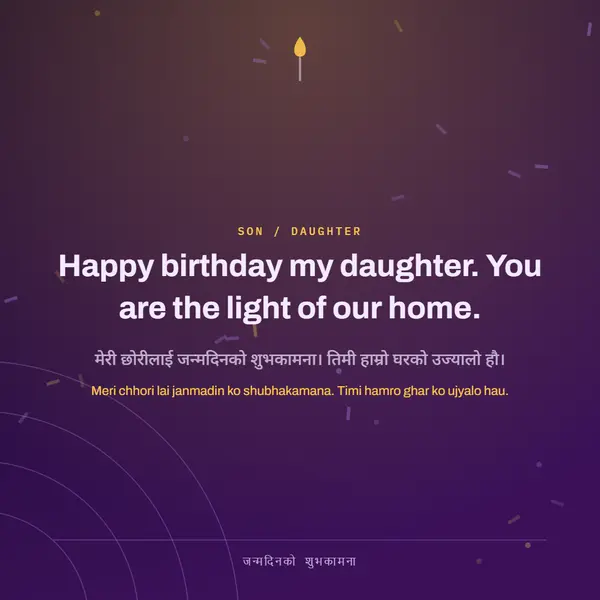 Happy birthday my daughter. You are the light of our home.
