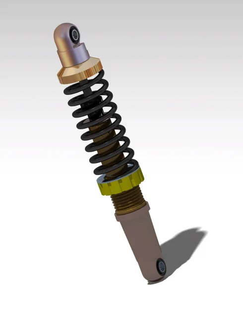 Shock absorber and coil spring CAD assembly